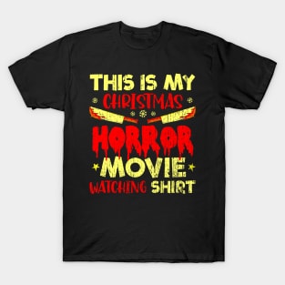 Funny Christmas Horror Movie Fan Funny Xmas Horror Movies Watching T-Shirt